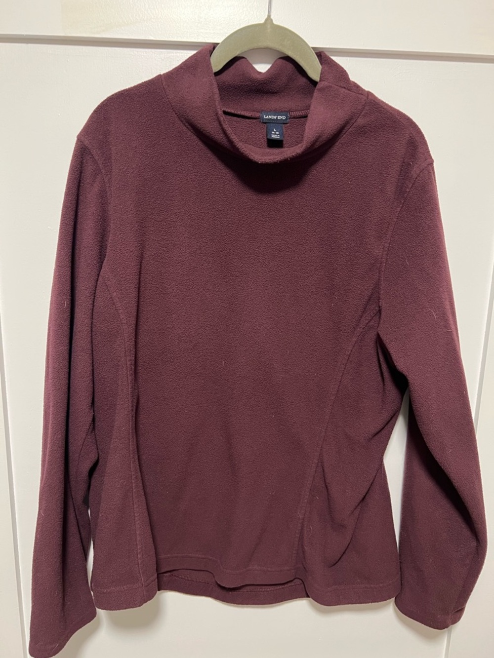 Lands' End Women's Burgundy Turtleneck Fleece Sweater